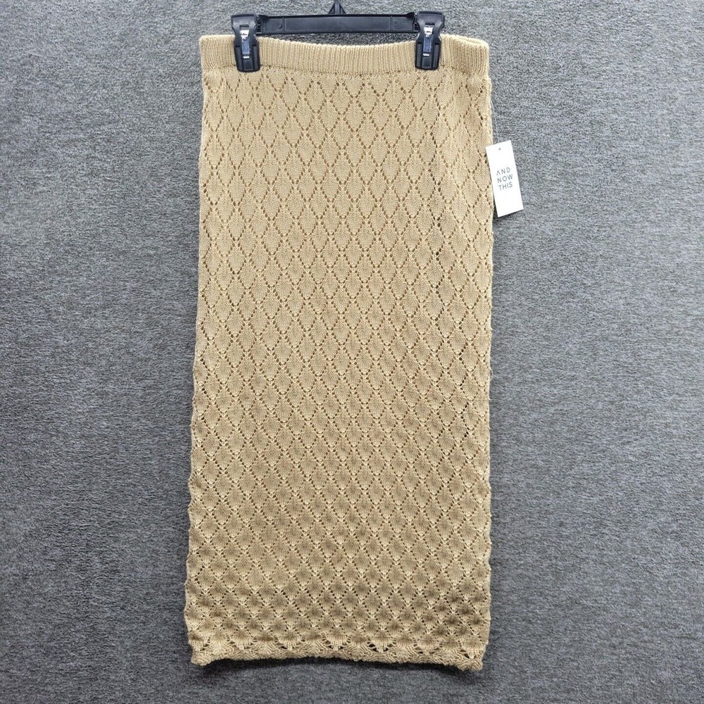 And Now This Women's XS Crochet Skirt Camel Brown NWOT